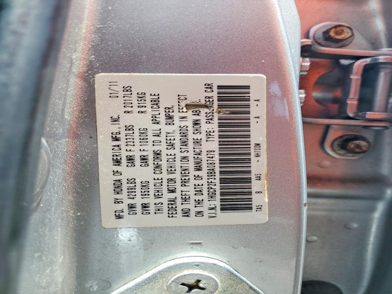 Aukcja sprzedaży 2011 Honda Accord, vin: 1HGCP2F39BA087479, numer aukcji: 60376066