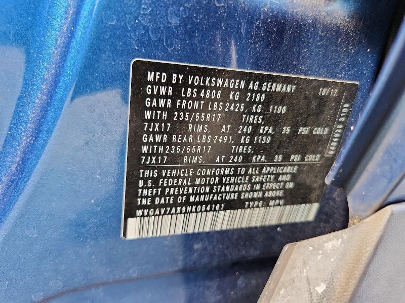 Aukcja sprzedaży 2017 Volkswagen Tiguan, vin: WVGAV7AX9HK054161, numer aukcji: 76293015