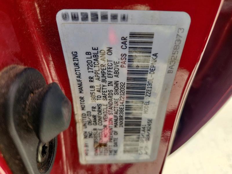 62002266 :رقم المزاد ، 1NXBR38E14Z212092 vin ، 2004 Toyota Corolla مزاد بيع