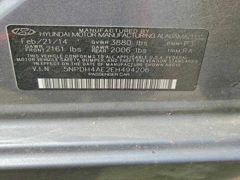Aukcja sprzedaży 2014 Hyundai Elantra, vin: 5NPDH4AE2EH494206, numer aukcji: 61121176