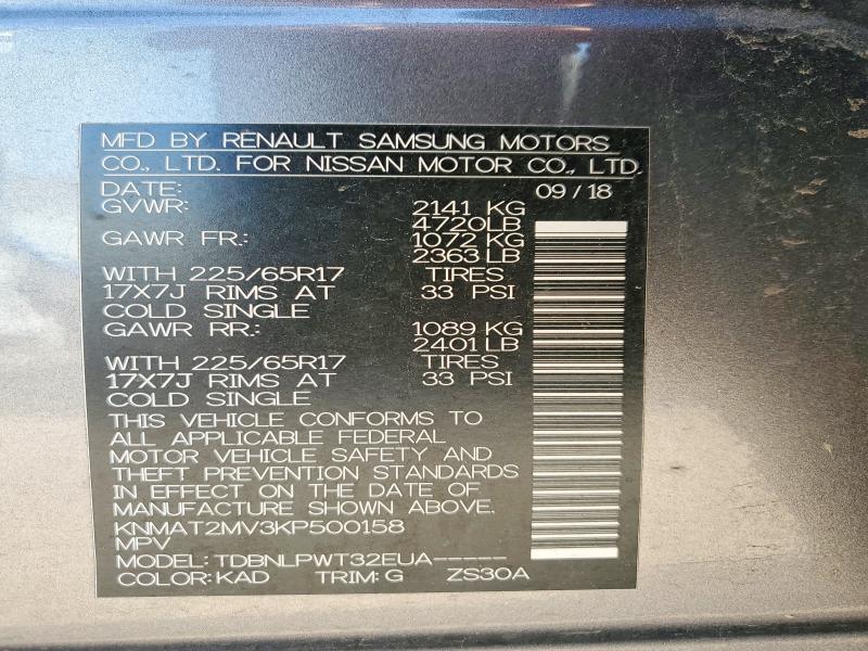 Aukcja sprzedaży 2019 Nissan Rogue, vin: KNMAT2MV3KP500158, numer aukcji: 85981195