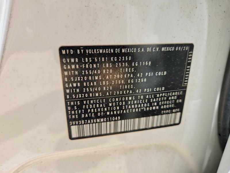 Продаж на аукціоні авто 2021 Volkswagen Tiguan, vin: 3VV3B7AX6MM011049, номер лоту: 61966886