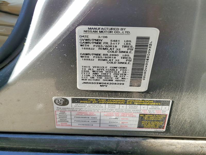 Aukcja sprzedaży 2006 Infiniti Fx35, vin: JNRAS08W06X208399, numer aukcji: 61804816