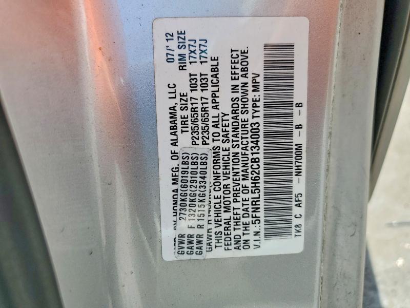 Aukcja sprzedaży 2012 Honda Odyssey, vin: 5FNRL5H62CB134003, numer aukcji: 62761216