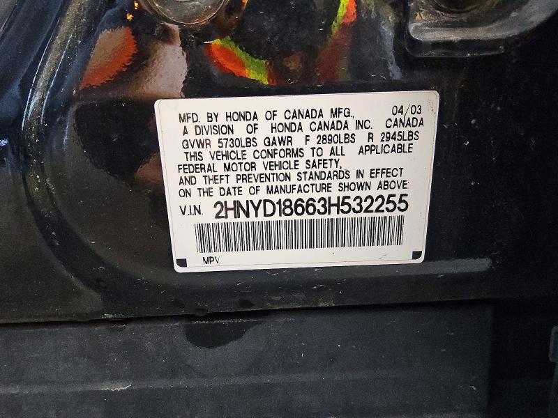 59809456 :رقم المزاد ، 2HNYD18663H532255 vin ، 2003 Acura Mdx مزاد بيع