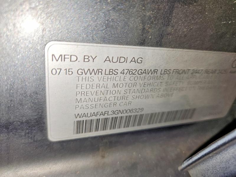 Продажа на аукционе авто 2016 Audi A4, vin: WAUAFAFL3GN006329, номер лота: 62080836