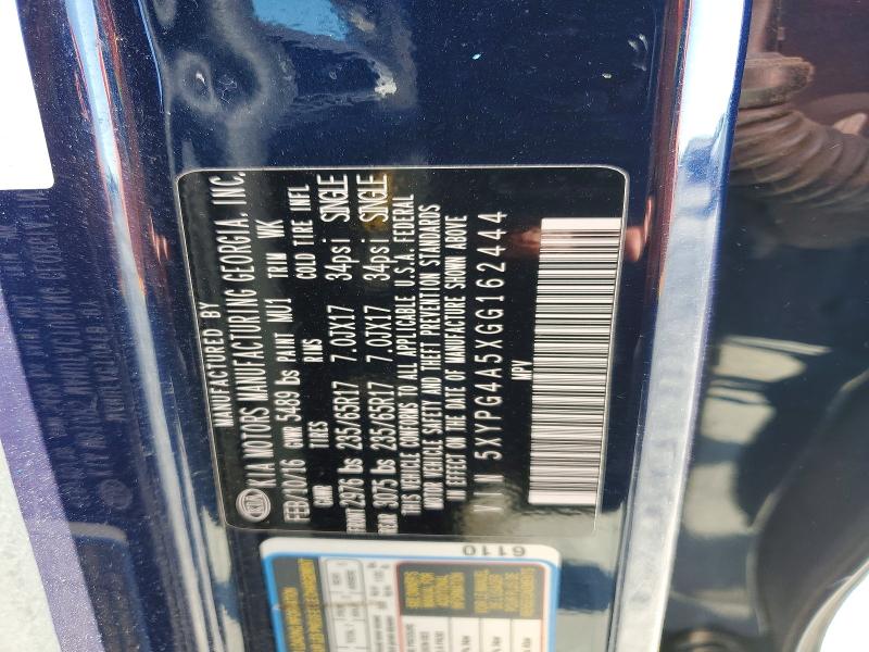2016 Kia Sorento მანქანა იყიდება აუქციონზე, vin: 5XYPG4A5XGG162444, აუქციონის ნომერი: 60455626