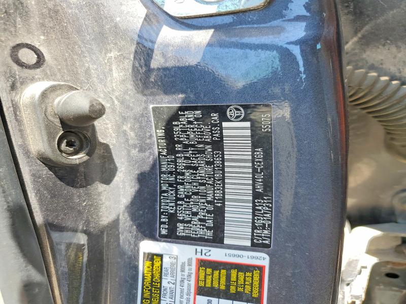 2011 Toyota Camry მანქანა იყიდება აუქციონზე, vin: 4T1BB3EK1BU138653, აუქციონის ნომერი: 60964226