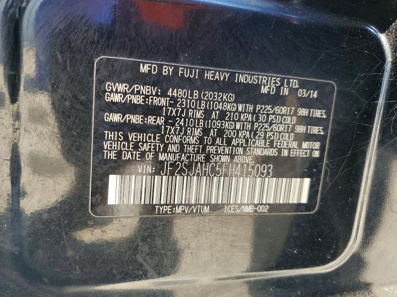 Продажа на аукционе авто 2015 Subaru Forester, vin: JF2SJAHC5FH415093, номер лота: 59400326