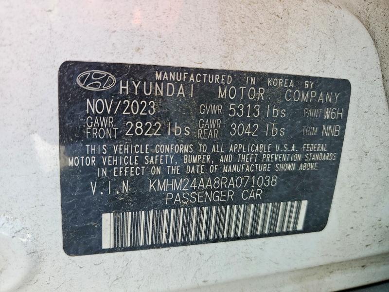 Aukcja sprzedaży 2024 Hyundai Ioniq 6, vin: KMHM24AA8RA071038, numer aukcji: 62990186