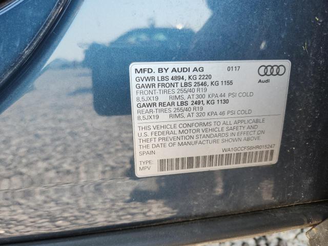 2017 Audi Q3 მანქანა იყიდება აუქციონზე, vin: WA1GCCFS6HR015247, აუქციონის ნომერი: 61083356