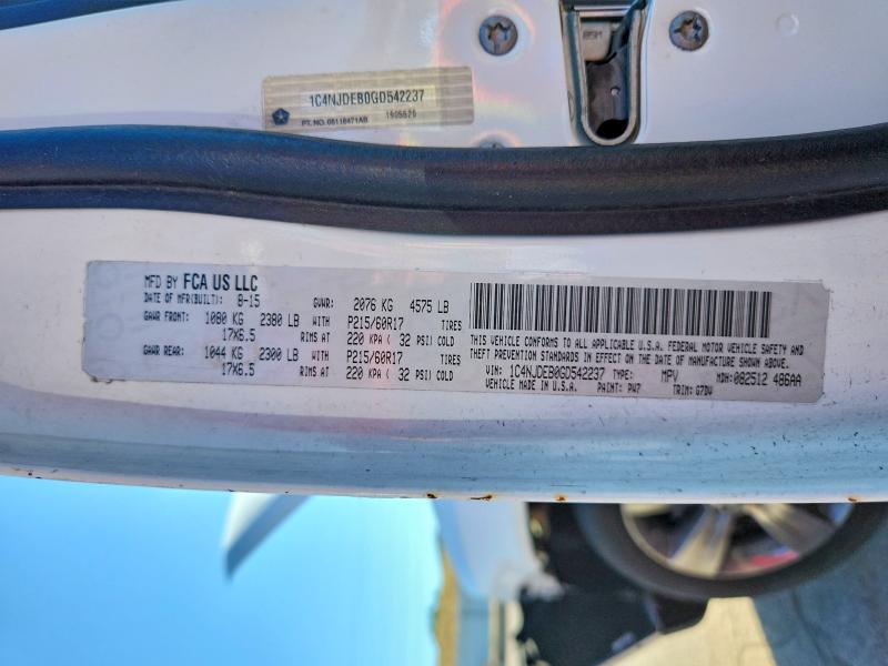 2016 Jeep Compass მანქანა იყიდება აუქციონზე, vin: 1C4NJDEB0GD542237, აუქციონის ნომერი: 61754626