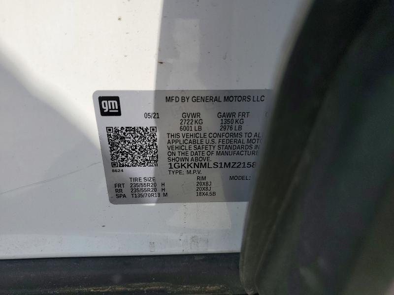 59710246 :رقم المزاد ، 1GKKNMLS1MZ215889 vin ، 2021 Gmc Acadia مزاد بيع