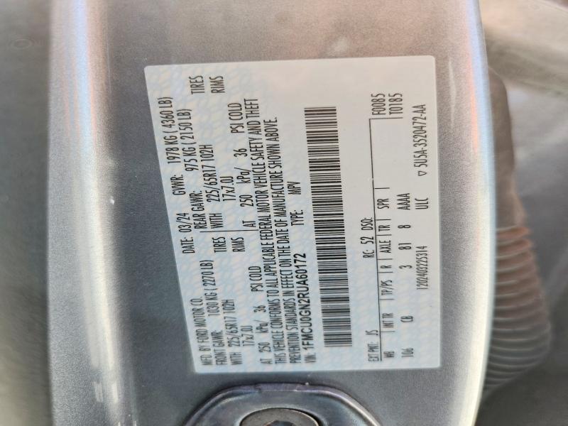 61674776 :رقم المزاد ، 1FMCU0GN2RUA60172 vin ، 2024 Ford Escape مزاد بيع