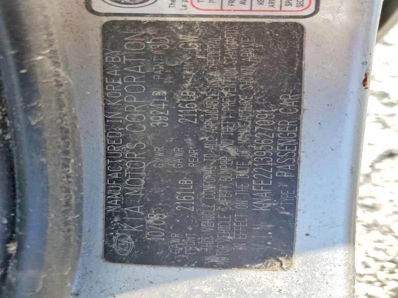 Продажа на аукционе авто 2009 Kia Spectra, vin: KNAFE221395627091, номер лота: 60160146