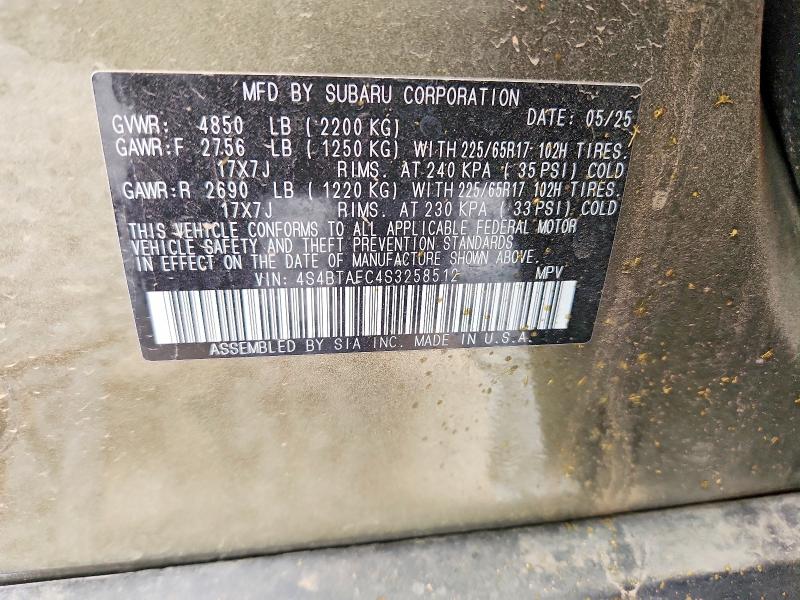 Aukcja sprzedaży 2025 Subaru Outback, vin: 4S4BTAFC4S3258512, numer aukcji: 63145416