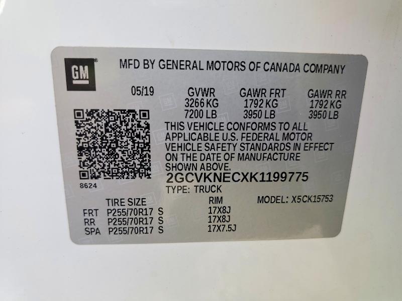 2019 Chevrolet Silverado Ld მანქანა იყიდება აუქციონზე, vin: 2GCVKNECXK1199775, აუქციონის ნომერი: 60834126