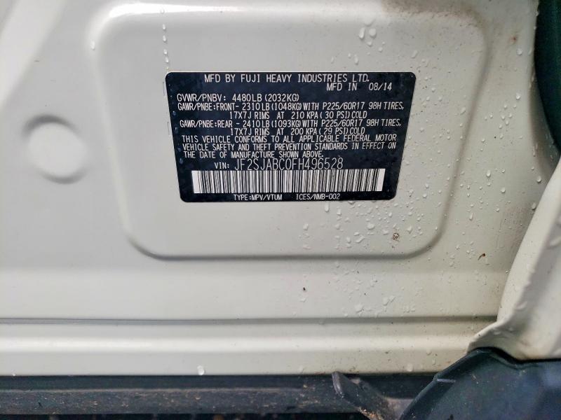 Продажа на аукционе авто 2015 Subaru Forester, vin: JF2SJABC0FH496528, номер лота: 62536756