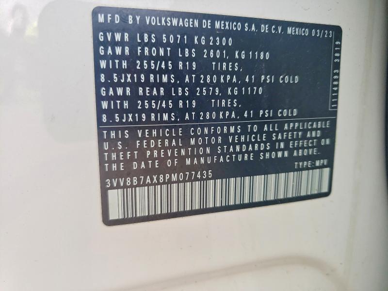 Aukcja sprzedaży 2023 Volkswagen Tiguan, vin: 3VV8B7AX8PM077435, numer aukcji: 60922946