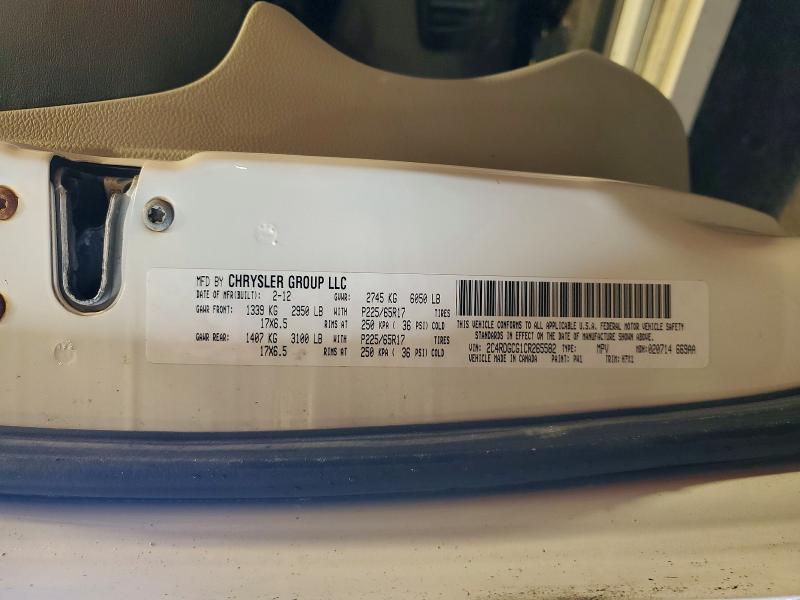 2012 Dodge Grand Caravan მანქანა იყიდება აუქციონზე, vin: 2C4RDGCG1CR265582, აუქციონის ნომერი: 62156986