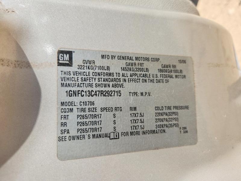 2007 Chevrolet Tahoe მანქანა იყიდება აუქციონზე, vin: 1GNFC13C47R292715, აუქციონის ნომერი: 62916846