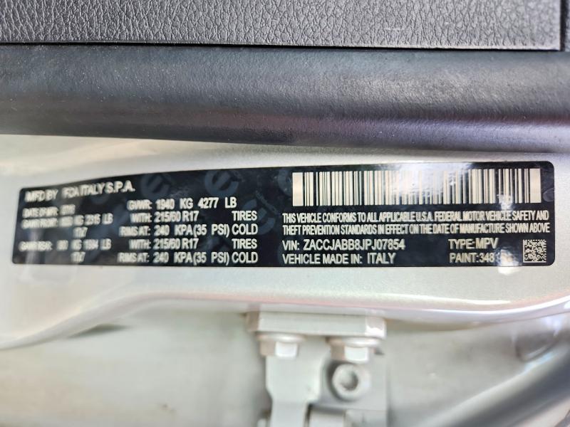 Aukcja sprzedaży 2018 Jeep Renegade, vin: ZACCJABB8JPJ07854, numer aukcji: 62259776