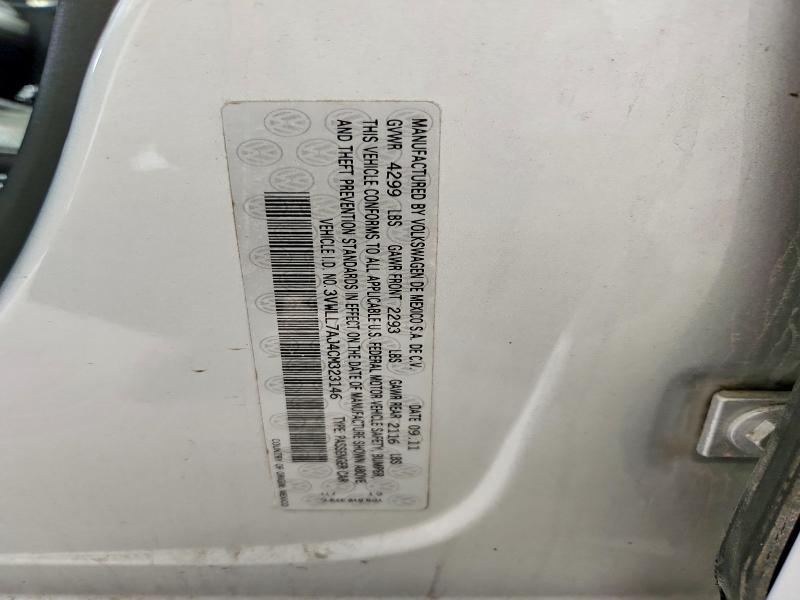 Aukcja sprzedaży 2012 Volkswagen Jetta, vin: 3VWLL7AJ4CM323146, numer aukcji: 60258146