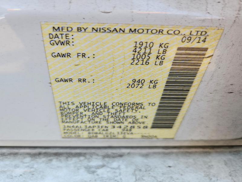 Aukcja sprzedaży 2015 Nissan Altima, vin: 1N4AL3AP3FN342858, numer aukcji: 60495646