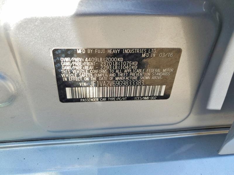 Aukcja sprzedaży 2016 Subaru Wrx, vin: JF1VA2V69G9833383, numer aukcji: 62505306