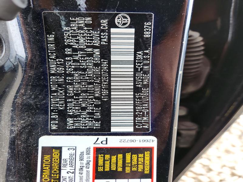 2014 Toyota Camry მანქანა იყიდება აუქციონზე, vin: 4T1BF1FK2EU734947, აუქციონის ნომერი: 62333656