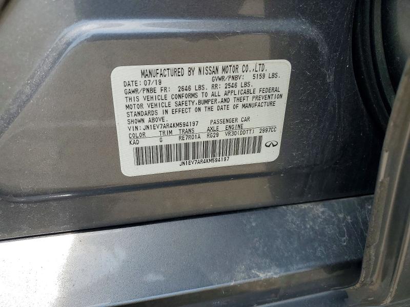 Продаж на аукціоні авто 2019 Infiniti Q50, vin: JN1EV7AR4KM594197, номер лоту: 59313076