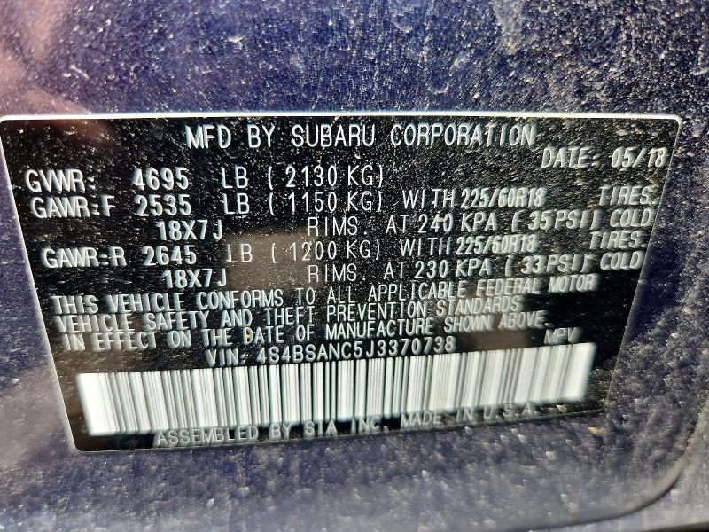Продажа на аукционе авто 2018 Subaru Outback, vin: 4S4BSANC5J3370738, номер лота: 59804646