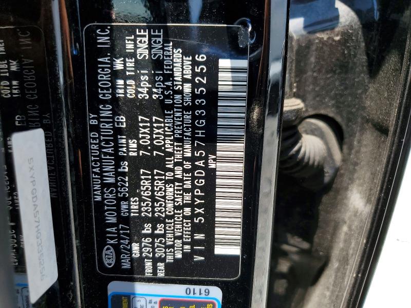 Продаж на аукціоні авто 2017 Kia Sorento, vin: 5XYPGDA57HG335256, номер лоту: 61229946