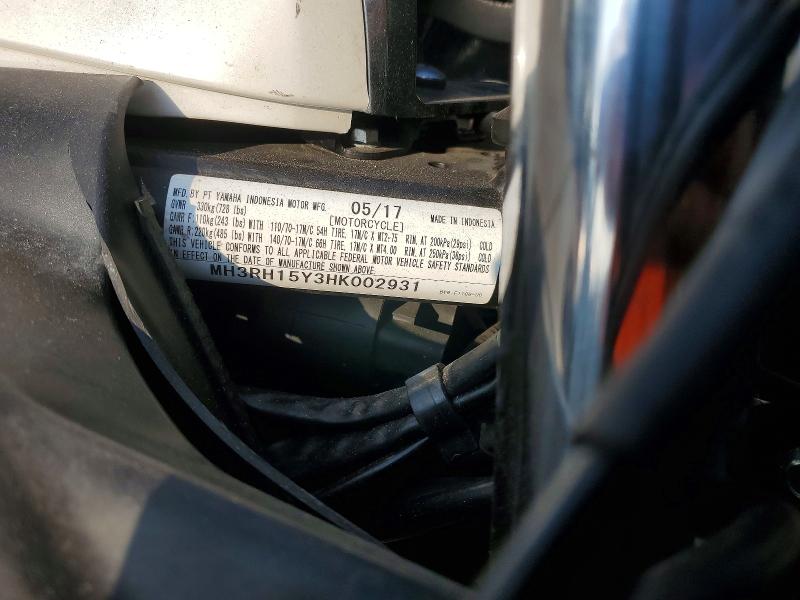 Aukcja sprzedaży 2017 Yamaha Yzfr3, vin: MH3RH15Y3HK002931, numer aukcji: 61984946