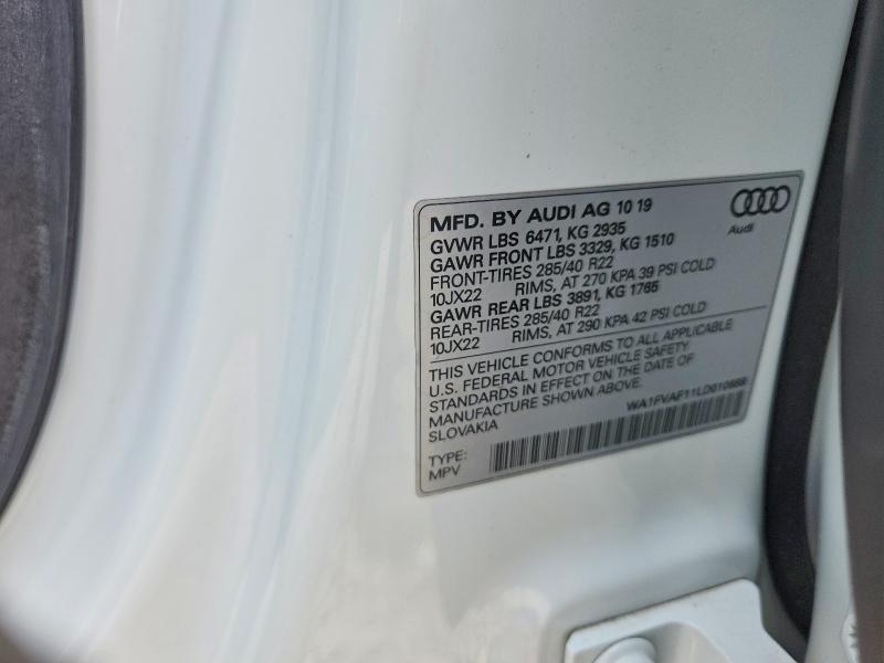 Продажа на аукционе авто 2020 Audi Q8, vin: WA1FVAF11LD010688, номер лота: 61977206