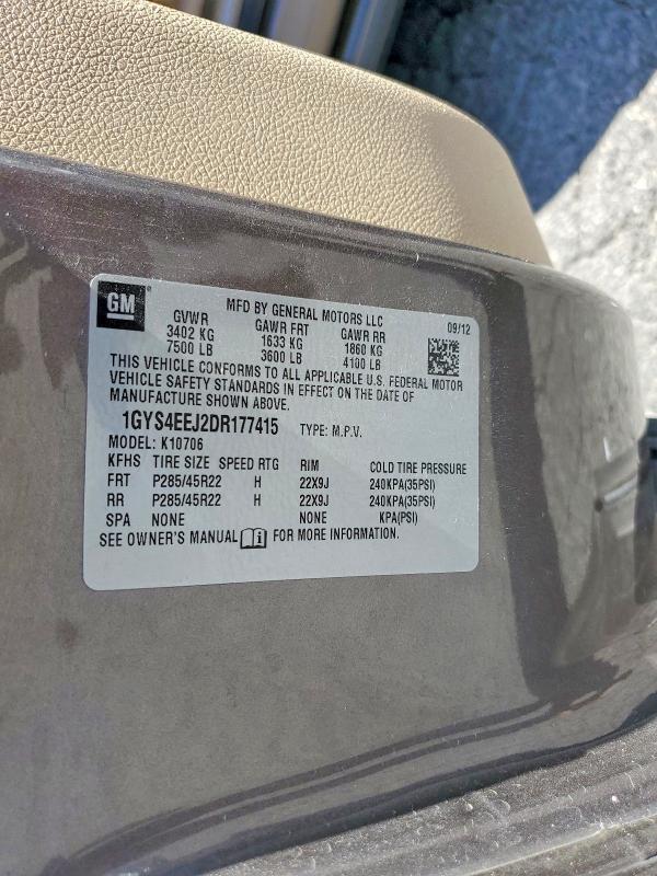 62465866 :رقم المزاد ، 1GYS4EEJ2DR177415 vin ، 2013 Cadillac Escalade مزاد بيع