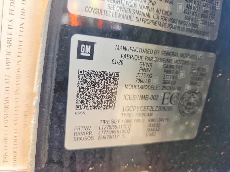 60415136 :رقم المزاد ، 1GCPYCEF2LZ208385 vin ، 2020 Chevrolet Silverado مزاد بيع