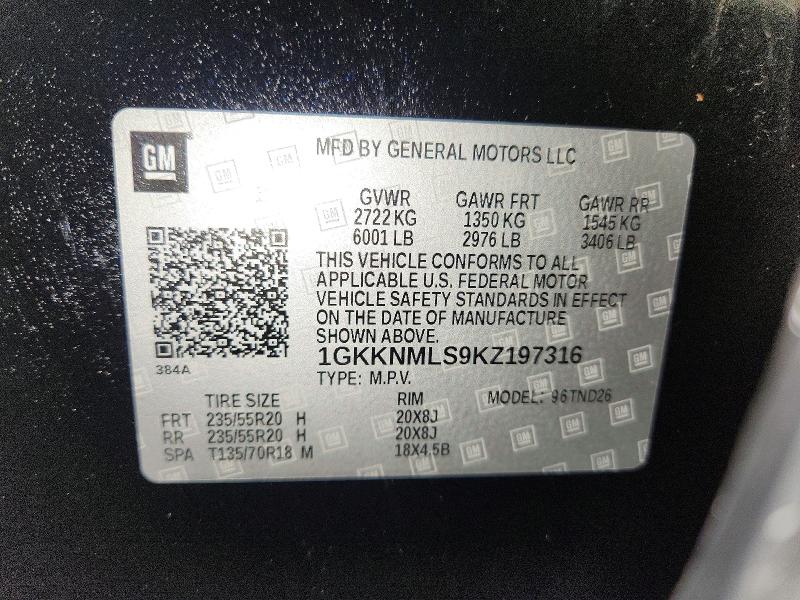 Продаж на аукціоні авто 2019 Gmc Acadia, vin: 1GKKNMLS9KZ197316, номер лоту: 59733686