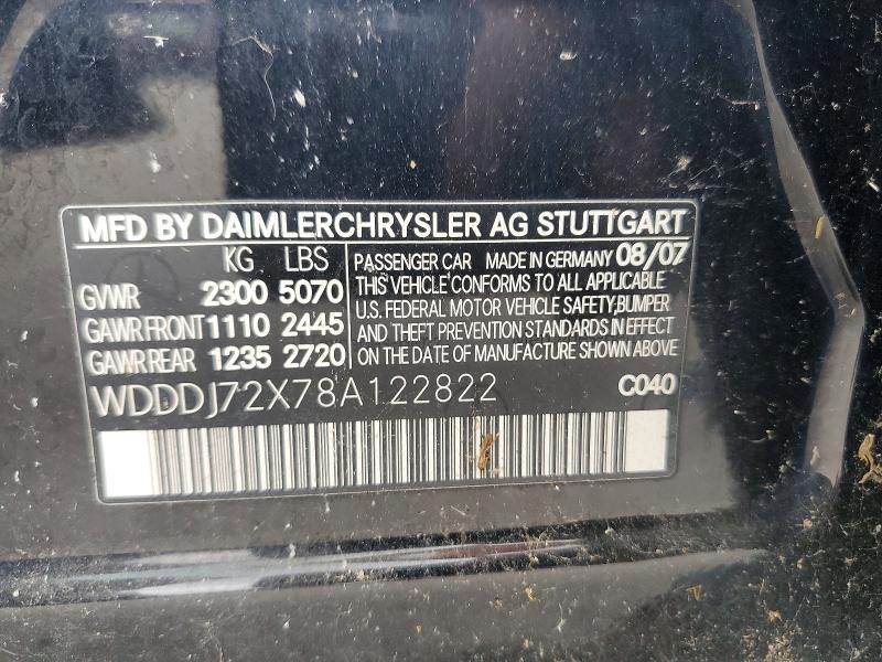 58888156 :رقم المزاد ، WDDDJ72X78A122822 vin ، 2008 Mercedes-benz Cls مزاد بيع