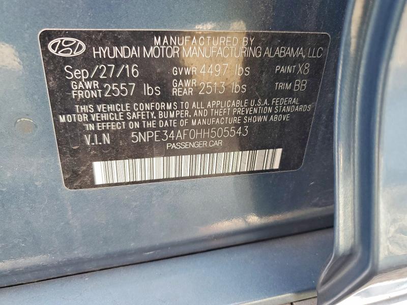 2017 Hyundai Sonata მანქანა იყიდება აუქციონზე, vin: 5NPE34AF0HH505543, აუქციონის ნომერი: 59798466