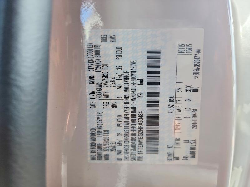61242646 :رقم المزاد ، 1FTEW1EG2HFA53484 vin ، 2017 Ford F150 مزاد بيع