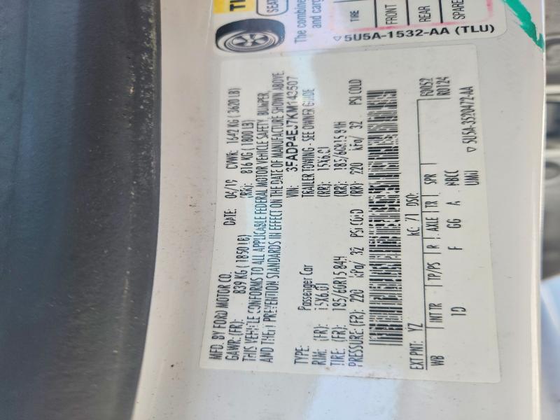 Продаж на аукціоні авто 2019 Ford Fiesta, vin: 3FADP4EJ7KM143507, номер лоту: 62460876