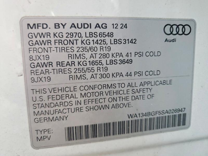 Продажа на аукционе авто 2025 Audi Q6 E-tron, vin: WA134BGF5SA026947, номер лота: 60006226