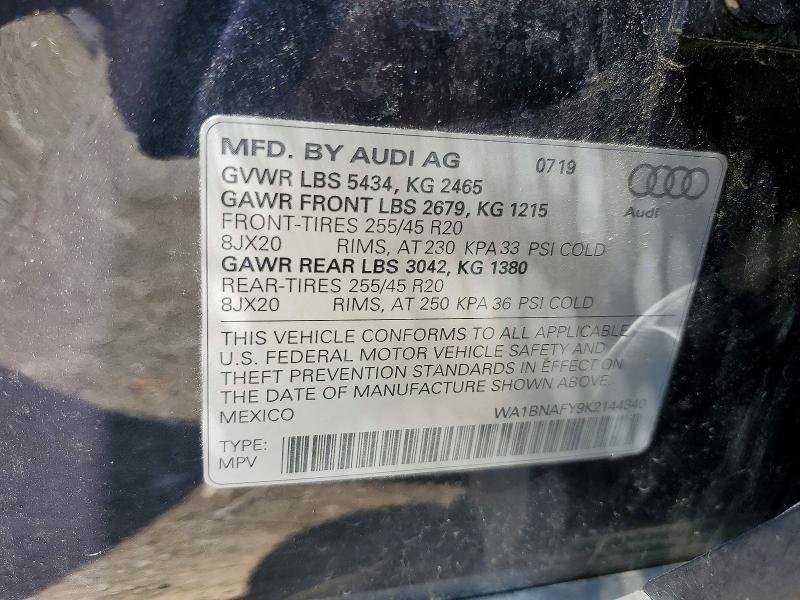 Продаж на аукціоні авто 2019 Audi Q5, vin: WA1BNAFY9K2144340, номер лоту: 62377916