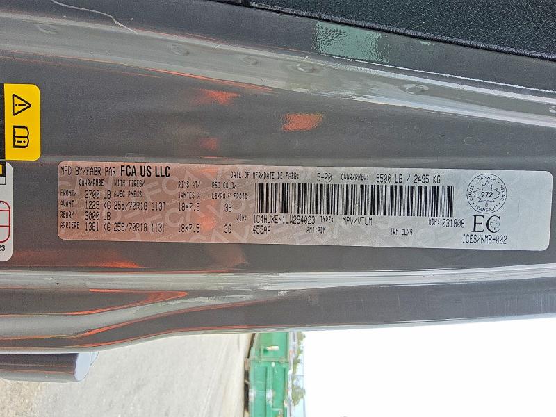 60443926 :رقم المزاد ، 1C4HJXEN1LW294023 vin ، 2020 Jeep Wrangler Unlimited مزاد بيع