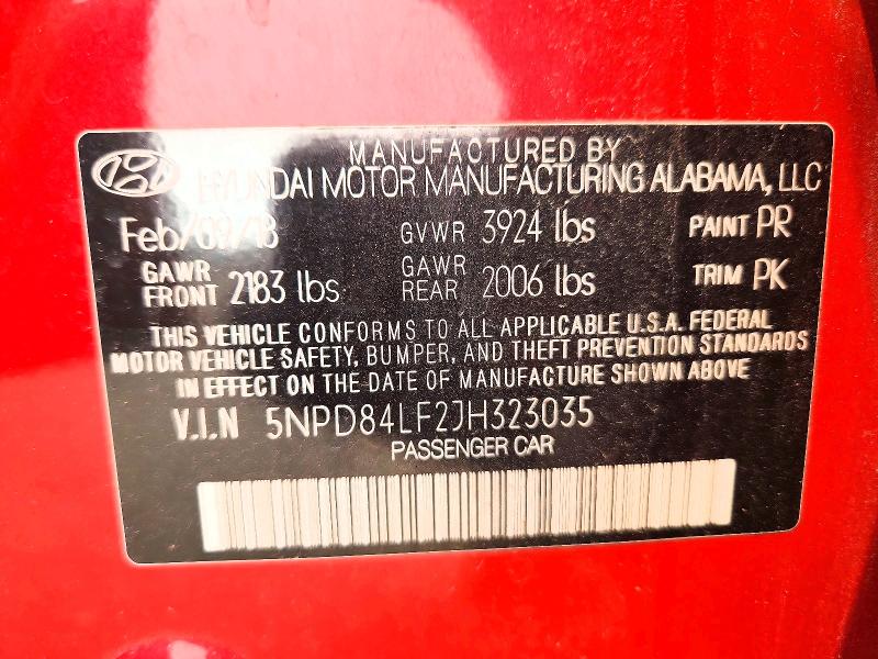 Aukcja sprzedaży 2018 Hyundai Elantra, vin: 5NPD84LF2JH323035, numer aukcji: 60923256