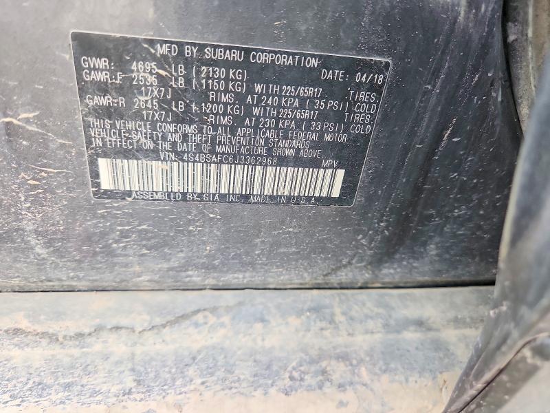 Aukcja sprzedaży 2018 Subaru Outback, vin: 4S4BSAFC6J3362968, numer aukcji: 61611076