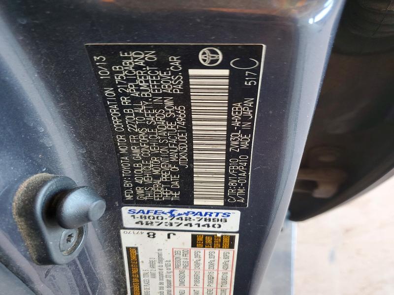 Продаж на аукціоні авто 2014 Toyota Prius, vin: JTDKN3DU0E1749665, номер лоту: 59958726