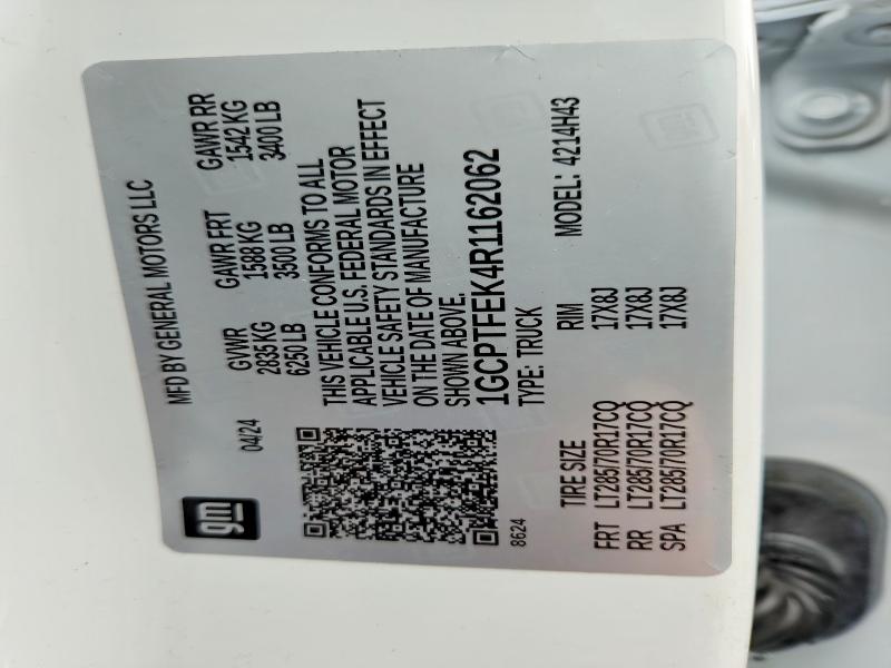 Aukcja sprzedaży 2024 Chevrolet Colorado, vin: 1GCPTFEK4R1162062, numer aukcji: 60046706