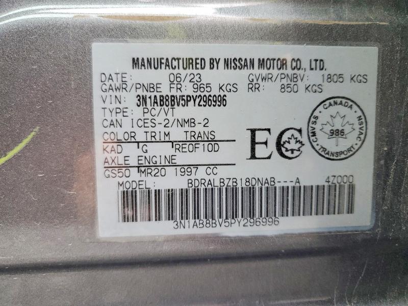 Aukcja sprzedaży 2023 Nissan Sentra, vin: 3N1AB8BV5PY296996, numer aukcji: 61324776
